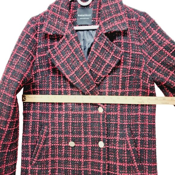 Bagatelle Collection Tweed Jacket Pea Coat Size S Women's Red Black Plaid - Picture 8 of 11
